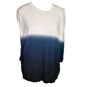 Mono B Blue Dip Dye Ombre Activewear Top